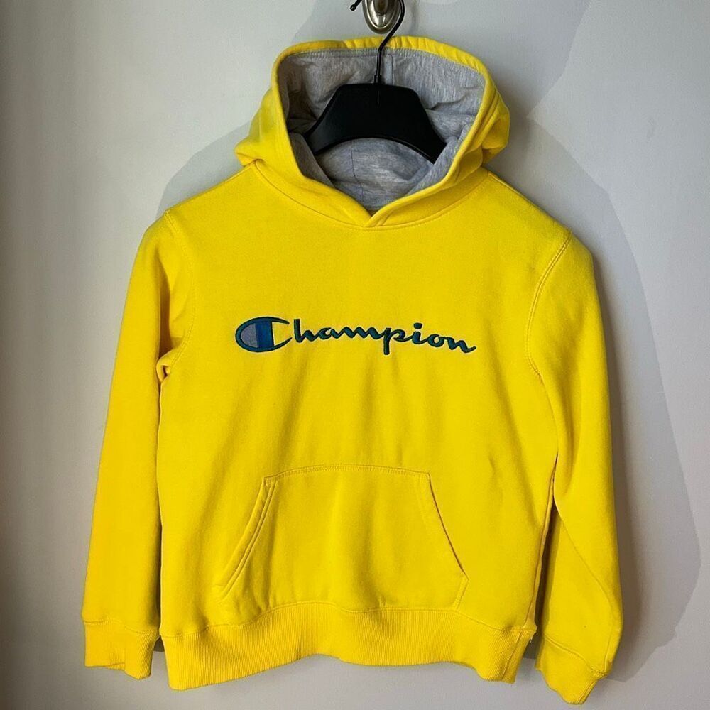 Champion Hoodie, Youth Medium. Being sold as Women’s XS. Bright Yellow